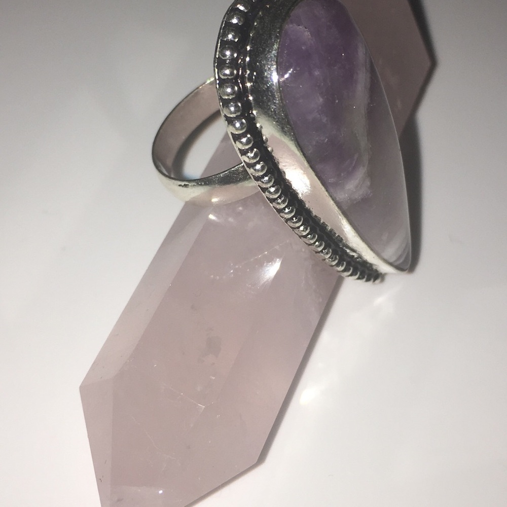 LACE AMETHYST/WHITE TOPAZ STERLING SILVER RING 💍 - Picture 8 of 8